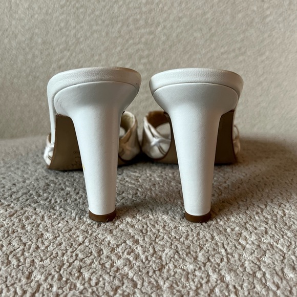 Vintage Bottega Veneta White/Cream Plaid Print Open Toe Sandals - Picture 4 of 7